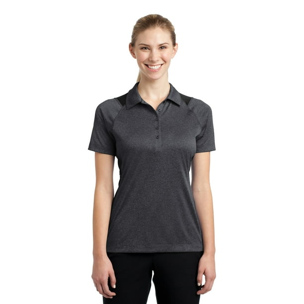 Sport-Tek Ladies Heather Colorblock Contender Polo XL Vintage Heather/ Black Sport-Tek Ladies Heather Colorblock Contender Polo XL Vintage Heather/ Black